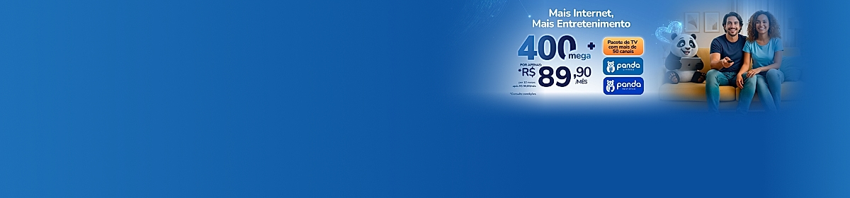 Imagem promocional da Panda com destaque para internet fibra óptica