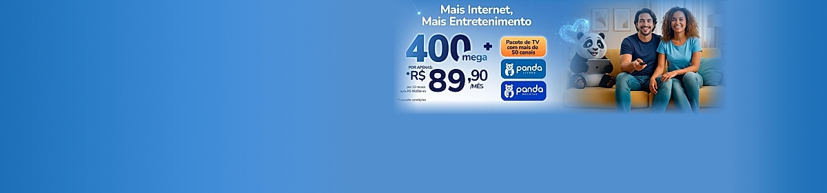 Imagem promocional da Panda com destaque para internet fibra óptica